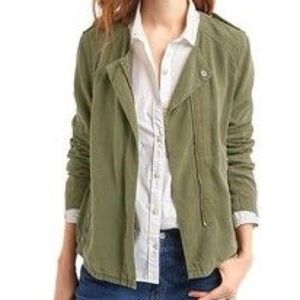 GAP moto army green tencel zip jacket